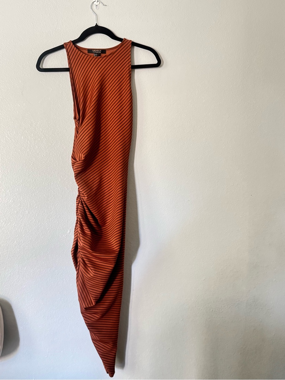 Forever 21  Contemporary Rust Orange Striped Asymmetrical Bodycon Dress